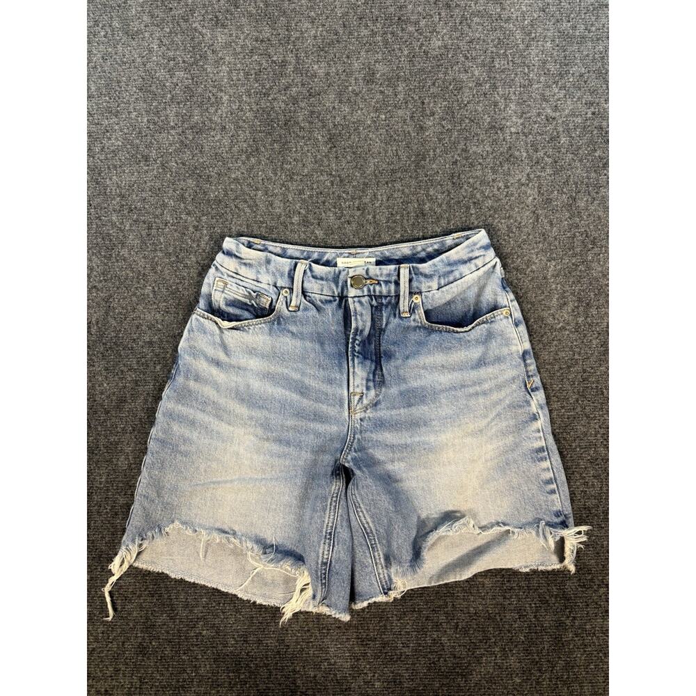 Good American Icon Shorts Indigo072 Denim Distressed SZ 0/25